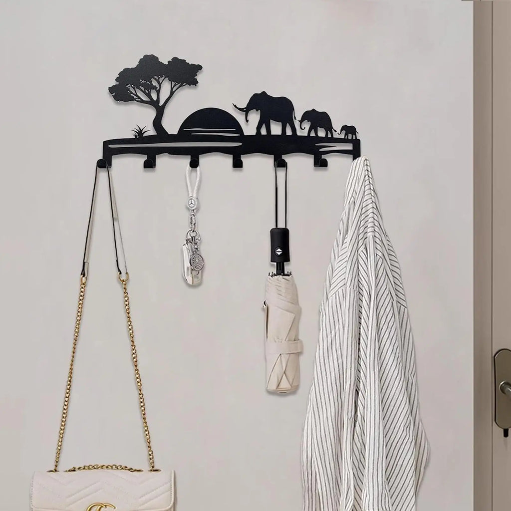 Key Hanger 7 Hooks Adhesive Metal Decorative Entryway Holder Rack