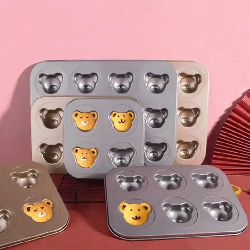 4 6 9 12 Even Bear Mold Baking Pan Non-stick DIY Cute Candy Cake Tool