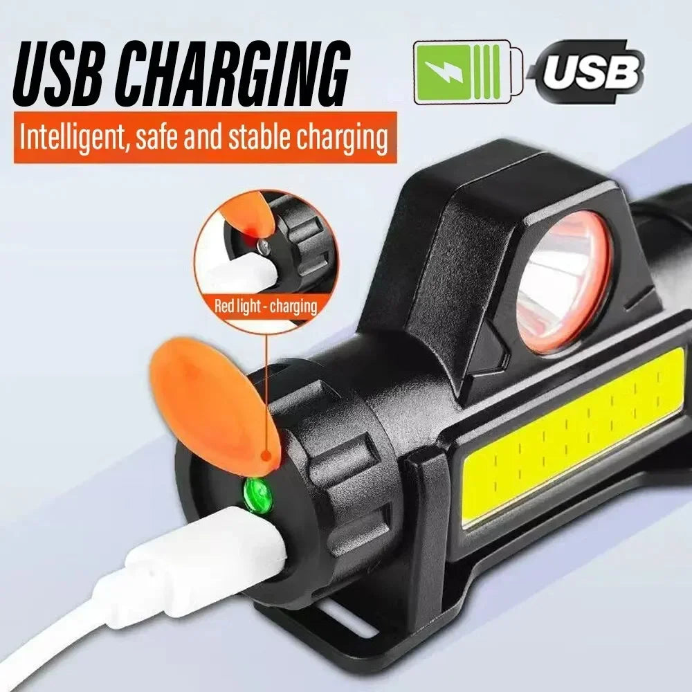 Rechargeable XPE COB LED Headlamp – Fishing, Camping & Work