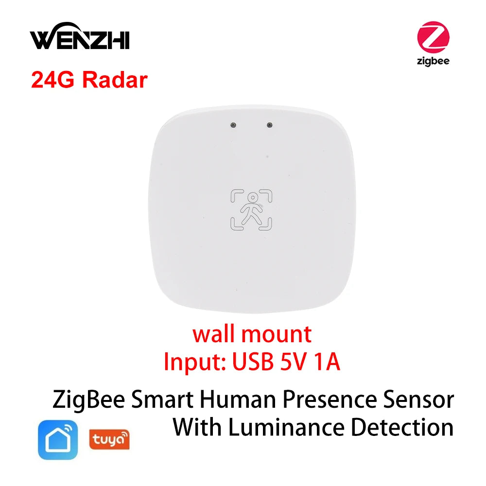 ZigBee Wifi 24G MmWave Radar Human Presence Motion Sensor With Luminosity/Distance Detection 5/110/220V Tuya Smart Life Home DIY Zpaxo 24G Wall ZigBee China Mainland