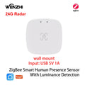 ZigBee Wifi 24G MmWave Radar Human Presence Motion Sensor With Luminosity/Distance Detection 5/110/220V Tuya Smart Life Home DIY Zpaxo 24G Wall ZigBee China Mainland