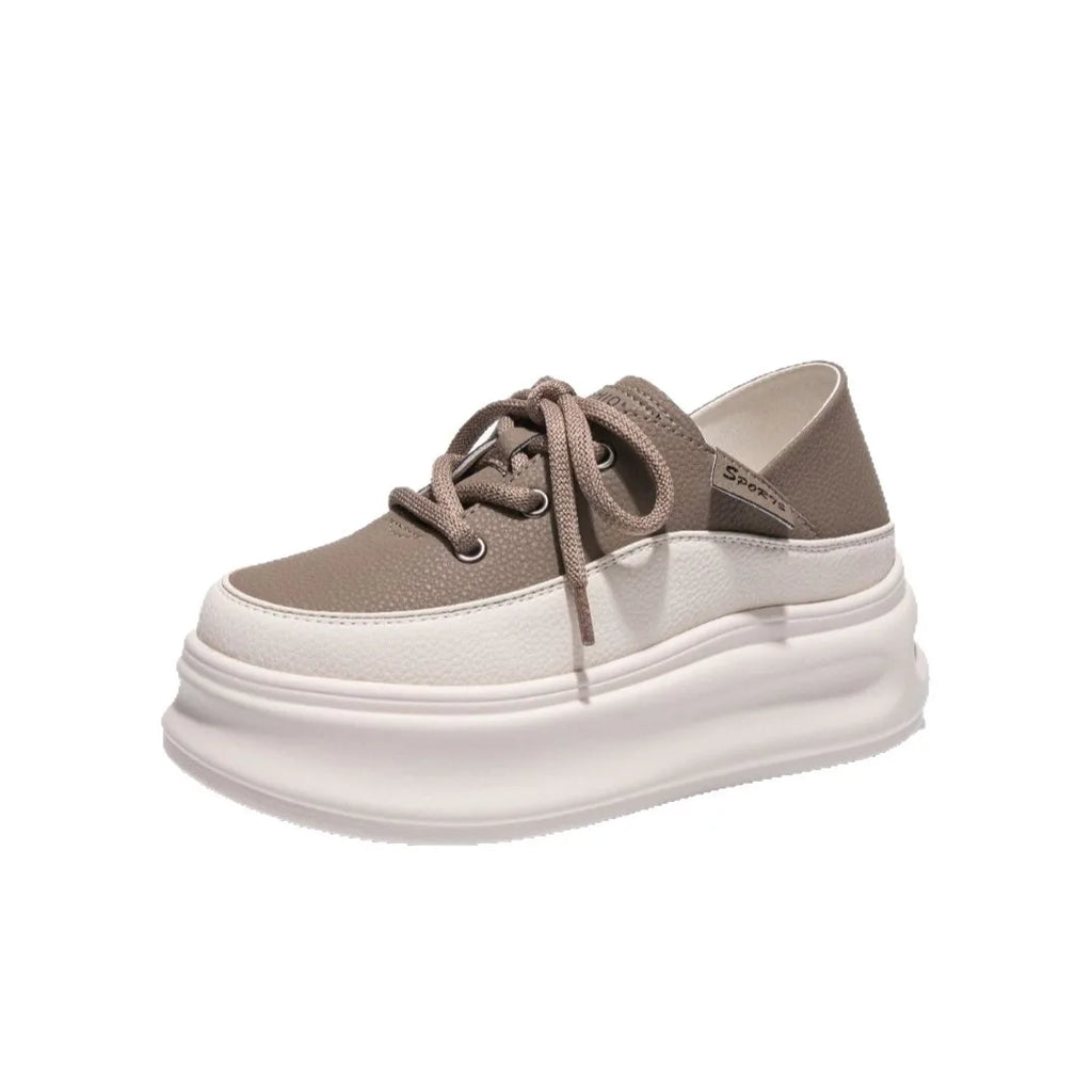 Two Tone Block Slip Back Platform Sneakers Women Foldable Heel Design Zpaxo