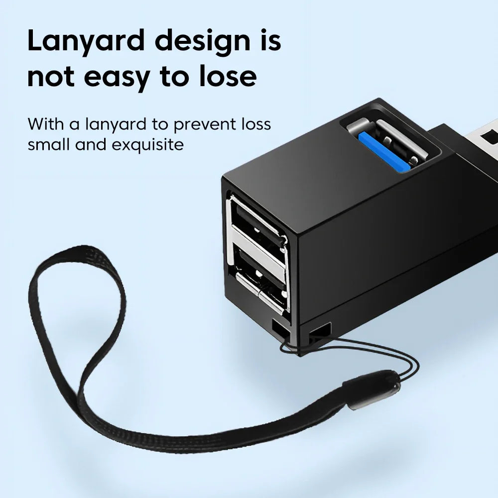 Mini 3 Port USB 0 Hub Splitter 5Gbps Speed Expander Adapter Portable Zpaxo