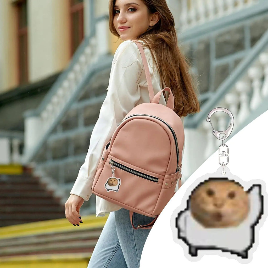 Cat Keychains Acrylic Round Head Weird Keychain Small Animals Pendant For Teens Kids Adults Daily Travel Parties Birthday Zpaxo