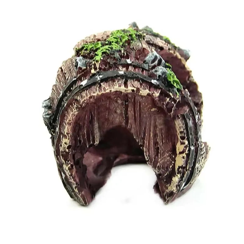 Aquarium Barrel Cave Resin Ornament – Fish Tank Decoration Aquarium Cave Ornament Zpaxo