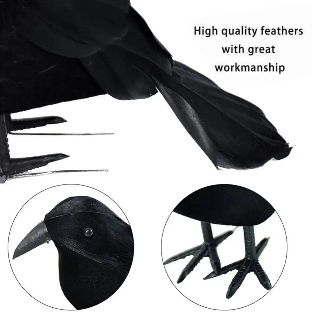 Realistic Black Crow Decoy Model Halloween Decor Outdoor Pest Control Zpaxo
