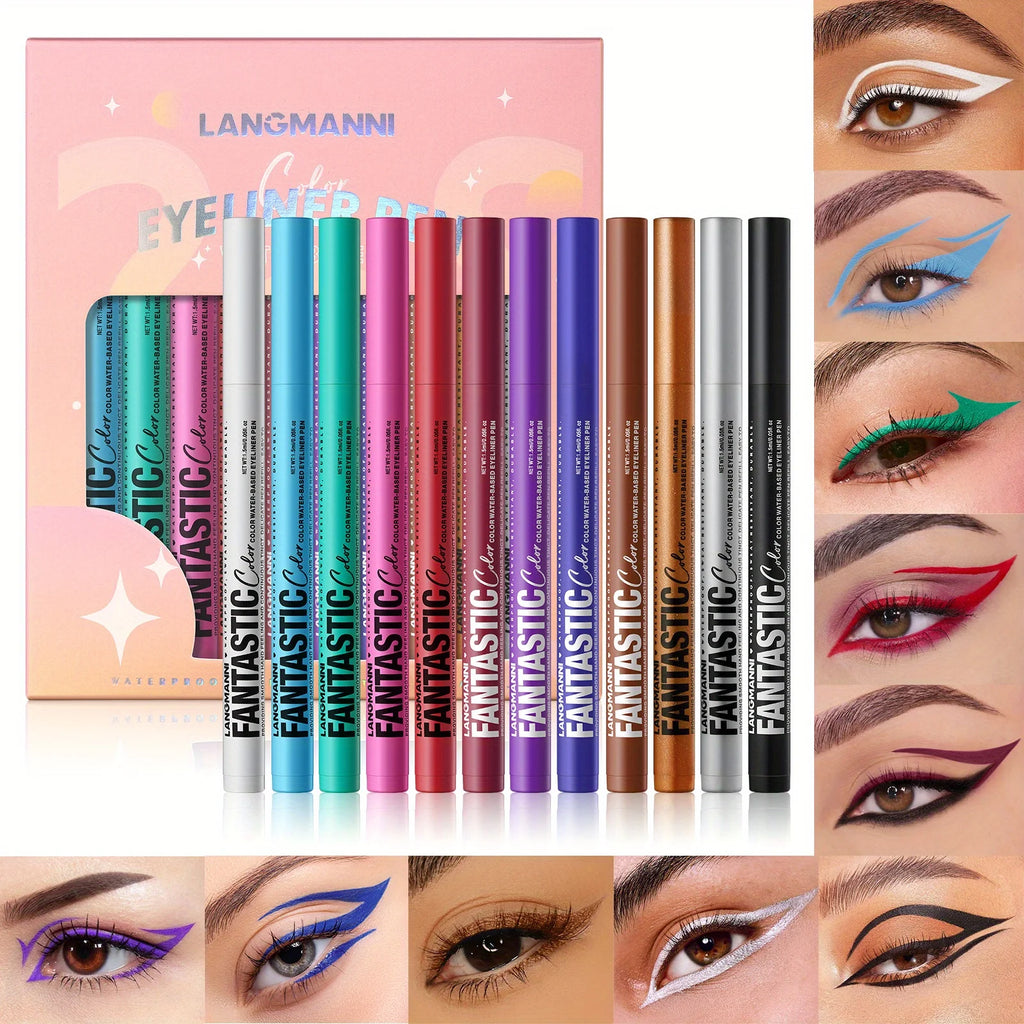 12-color eyeliner waterproof, quick-drying, oil-proof and non-smudging long-lasting eyeliner eyeliner set Zpaxo 12colors