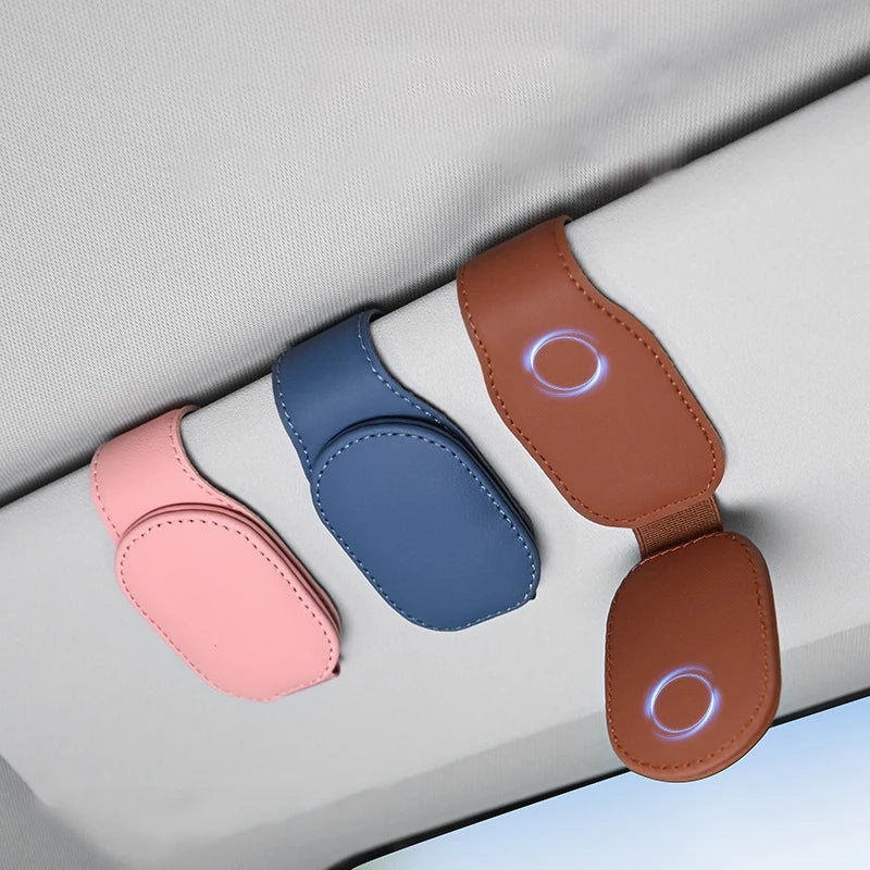 Car Sun Visor Glasses Case – Magnetic Clip & Card Holder