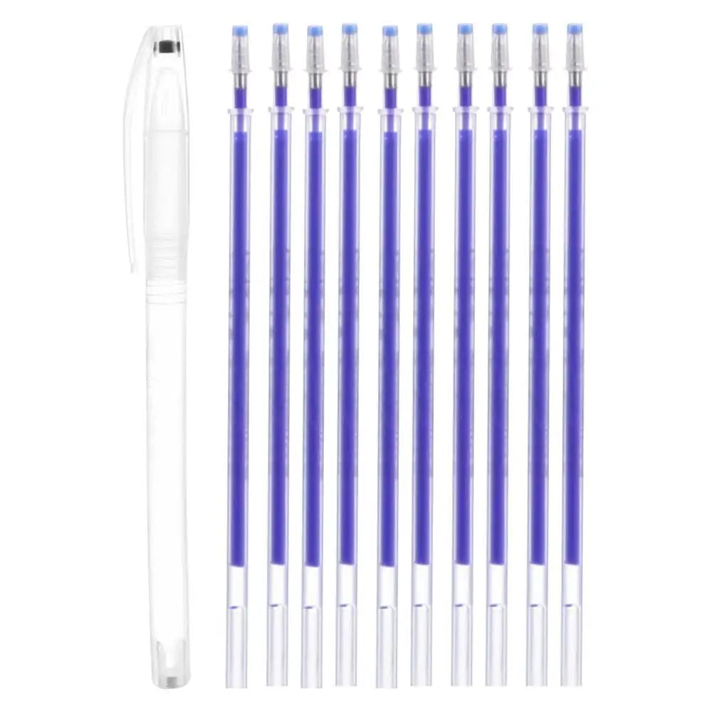 10PCS Water-Soluble Disappearing Pen Stitch Marker Draw Grid On Fabric Embroidery Temporary Erasable Marking Refills Sewing Tool Zpaxo 10 blue refills China Mainland