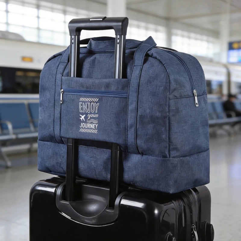 Stylish Folding Travel Bag Large Capacity Carry-on Organizer Multiple Zpaxo dark blue