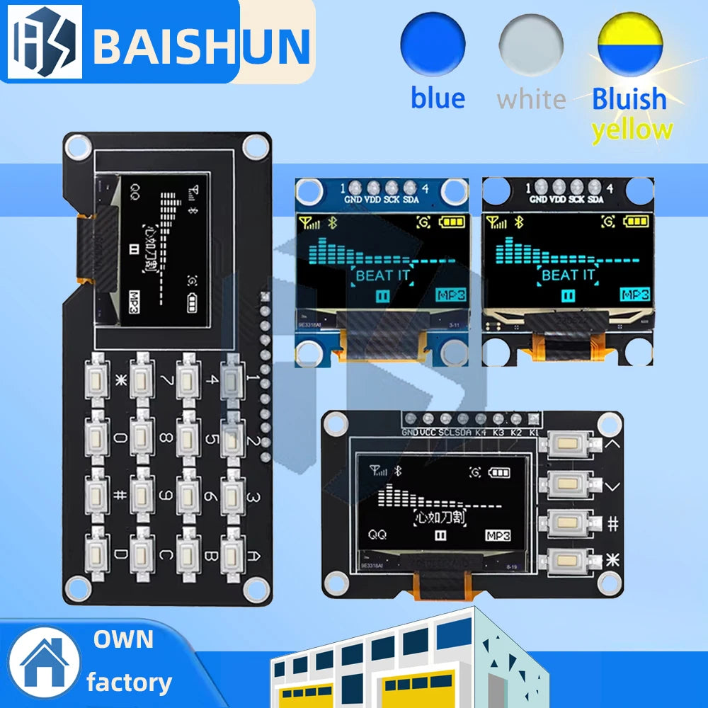 Product OLED IIC White YELLOW BLUE 12864 Display 4x4 Key I2C SSD1315 Zpaxo