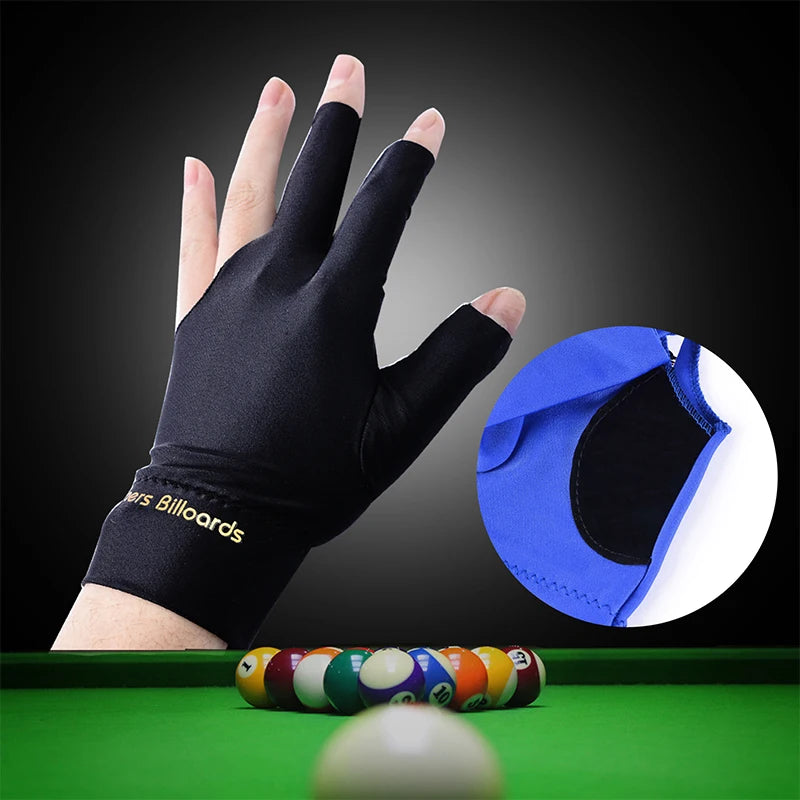 High Quality Spandex Snooker Billiard Cue Glove Pool Left Hand Open Three Finger Accessory Zpaxo