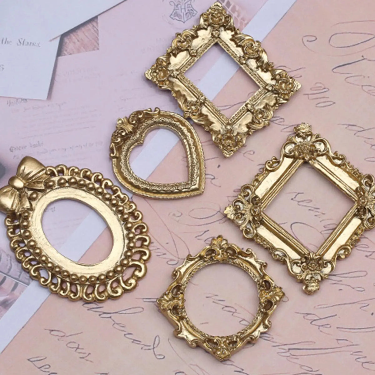 Mini Photo Frames Small Gold Picture Vintage Tabletop Desktop Decor Zpaxo