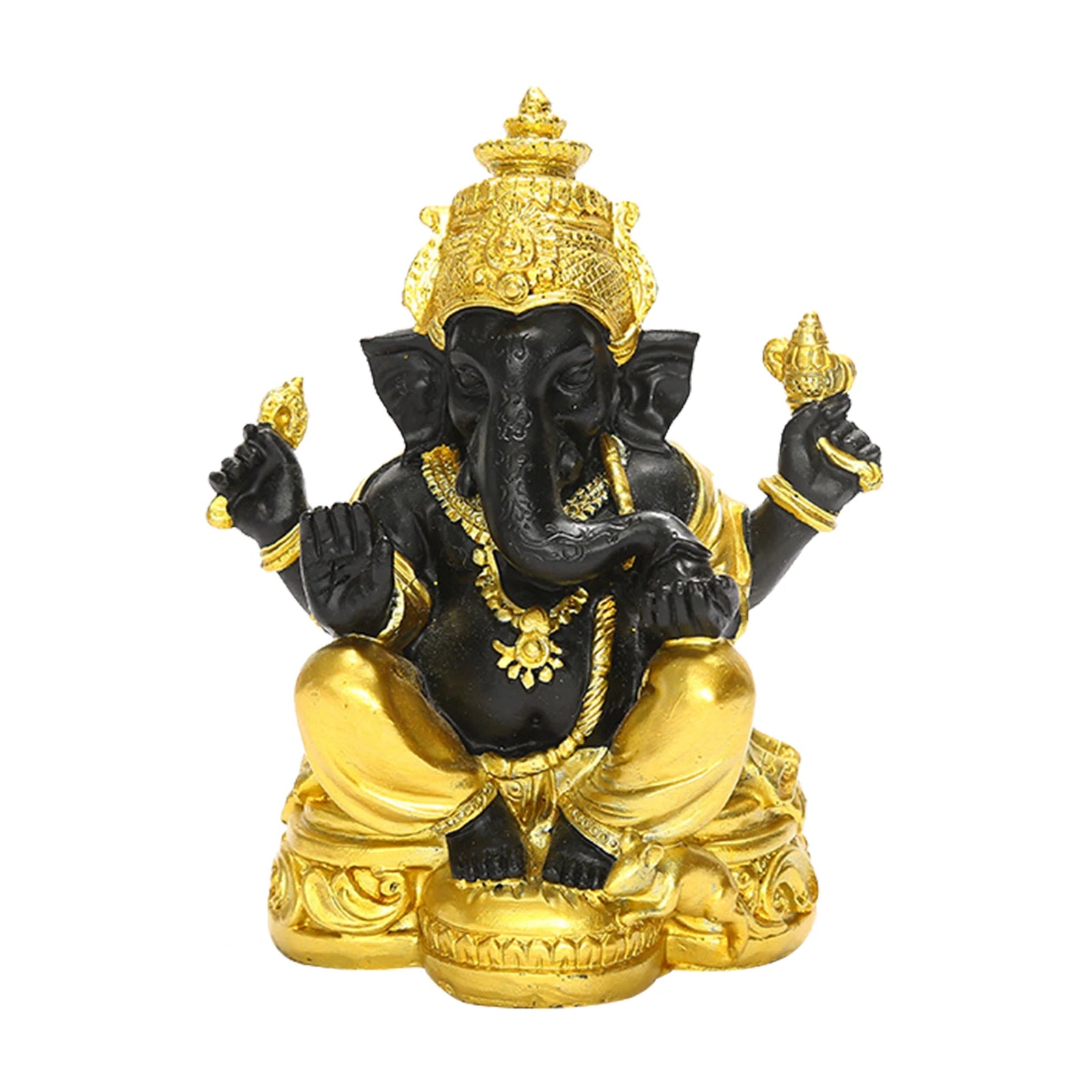 Ganesha Sitting Buddha Statue Sculpture Decorative Tabletop Decoration 3.5inch Tall for Housewarming Gift Fine Workmanship Zpaxo 8x6x12.5cm
