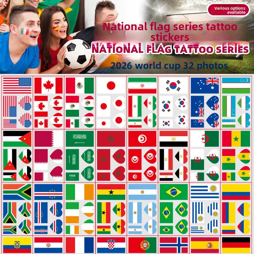 Waterproof Temporary Tattoos Soccer National Flag Series Designed