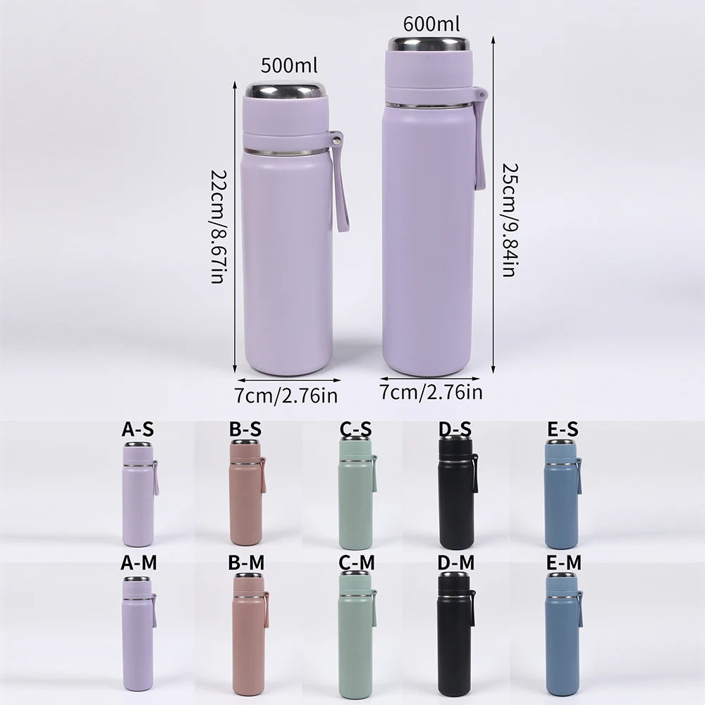 SUS316 Stainless Steel Thermos Water Bottle 500ml/600ml Insulated Bottle With Handle Thermo for Hot Cold Drinks for Outdoor Zpaxo