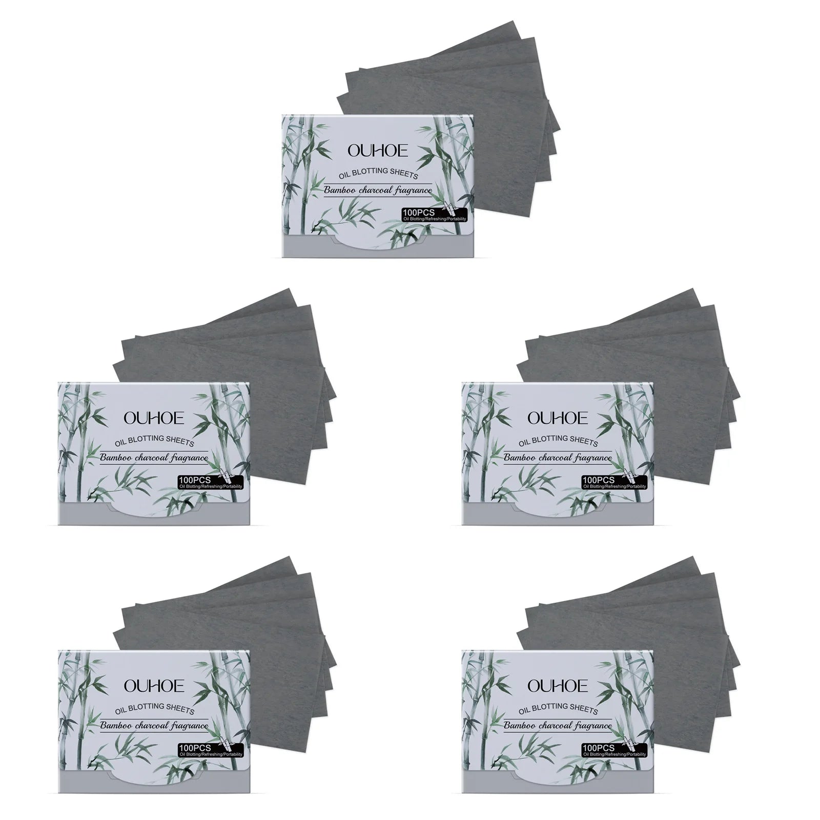 100pcs Bamboo Charcoal Oil Blotting Sheets – Oily Skin Oil Blotting Sheets Zpaxo 5 x 100pcs Boxed