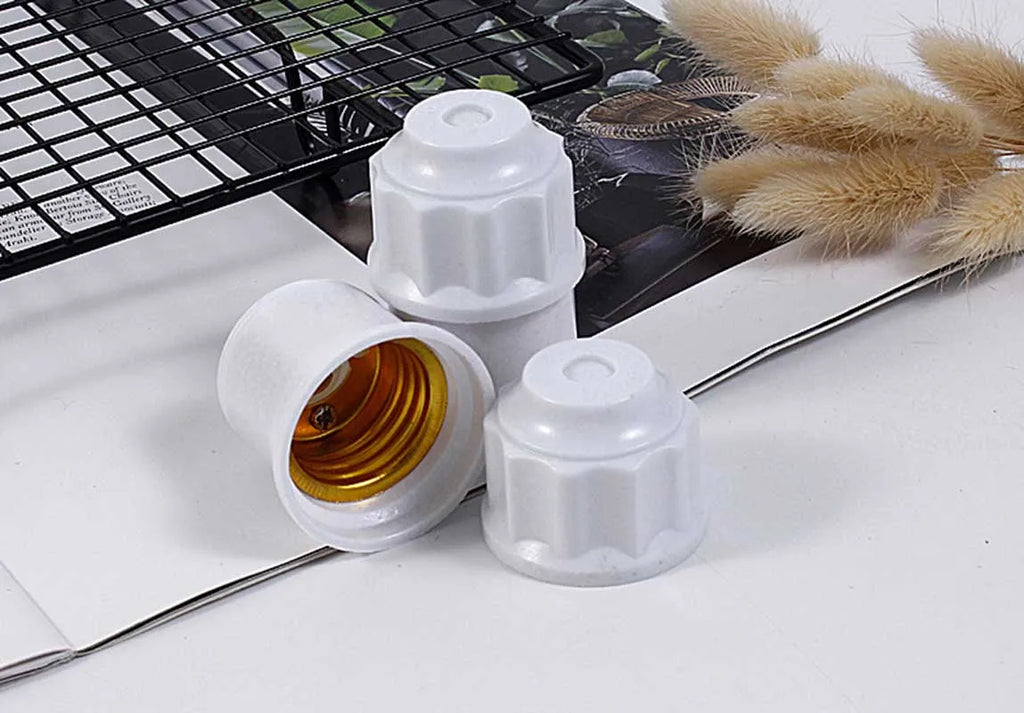 E27 Screw Lamp Holder – White & Gold Ceiling Bulb Socket Base Lamp Socket Base Zpaxo