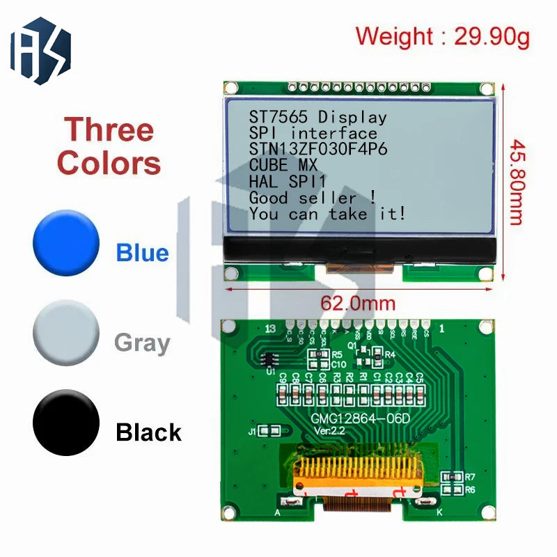 12864 LCD Module 12864-06D COG Dot Matrix Screen Chinese Font SPI Zpaxo