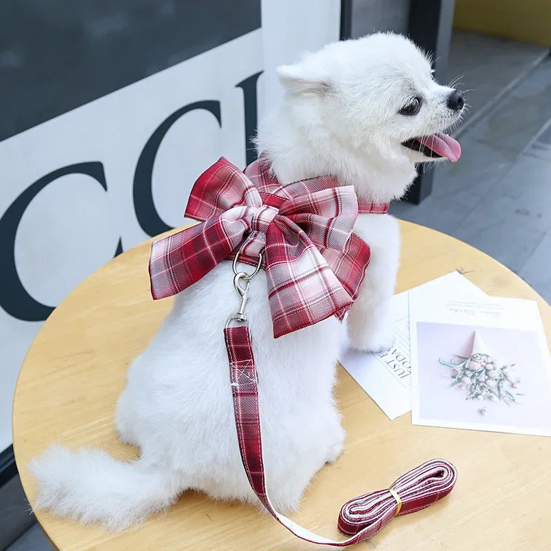 Pets Dog Harness Leash Adjustable Bowknot Cute Dogs No Pull Soft Mesh