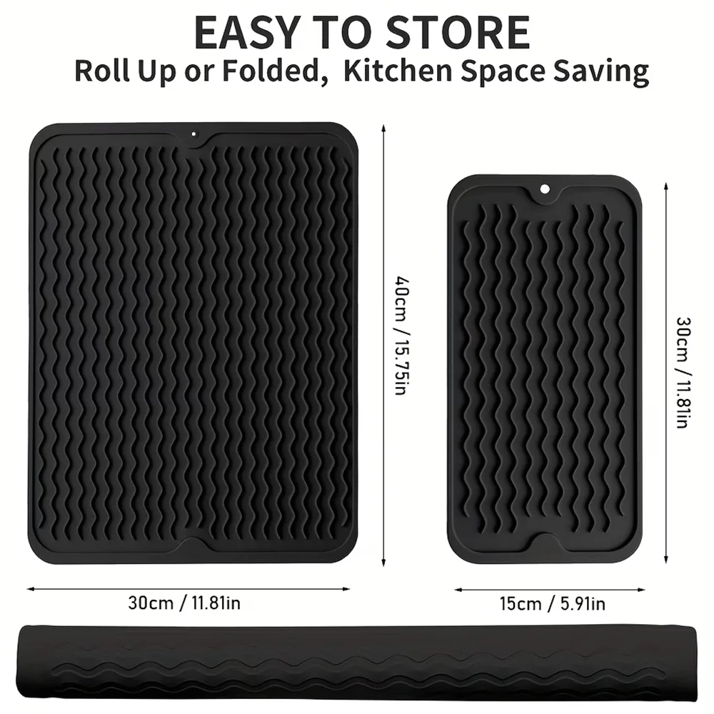 Non-slip Silicone Dish Drying Mats Heat-resistant Kitchen Zpaxo