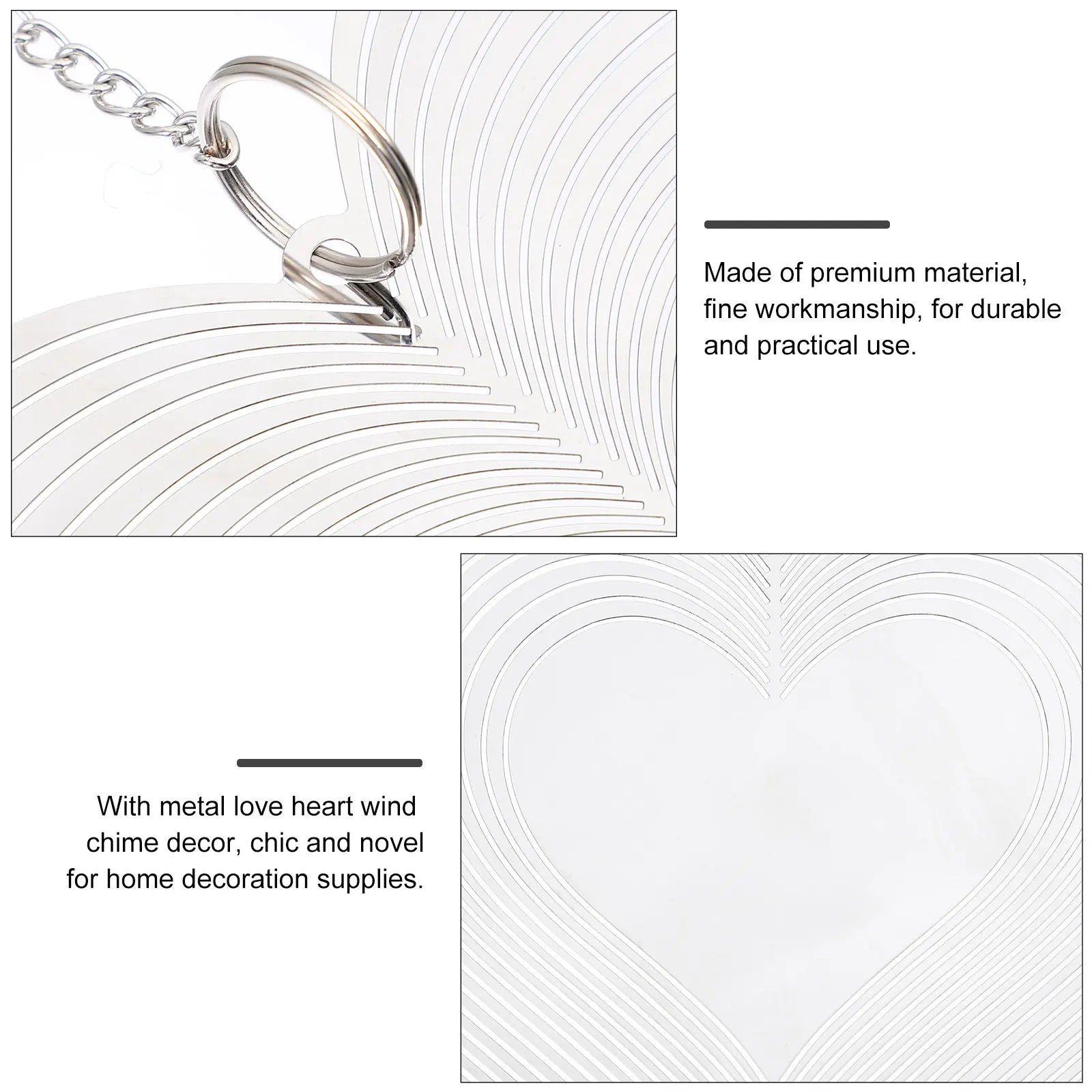 Metal Heart Shape Wind Chime Chic Delicate Hanging Pendant Ideal Home