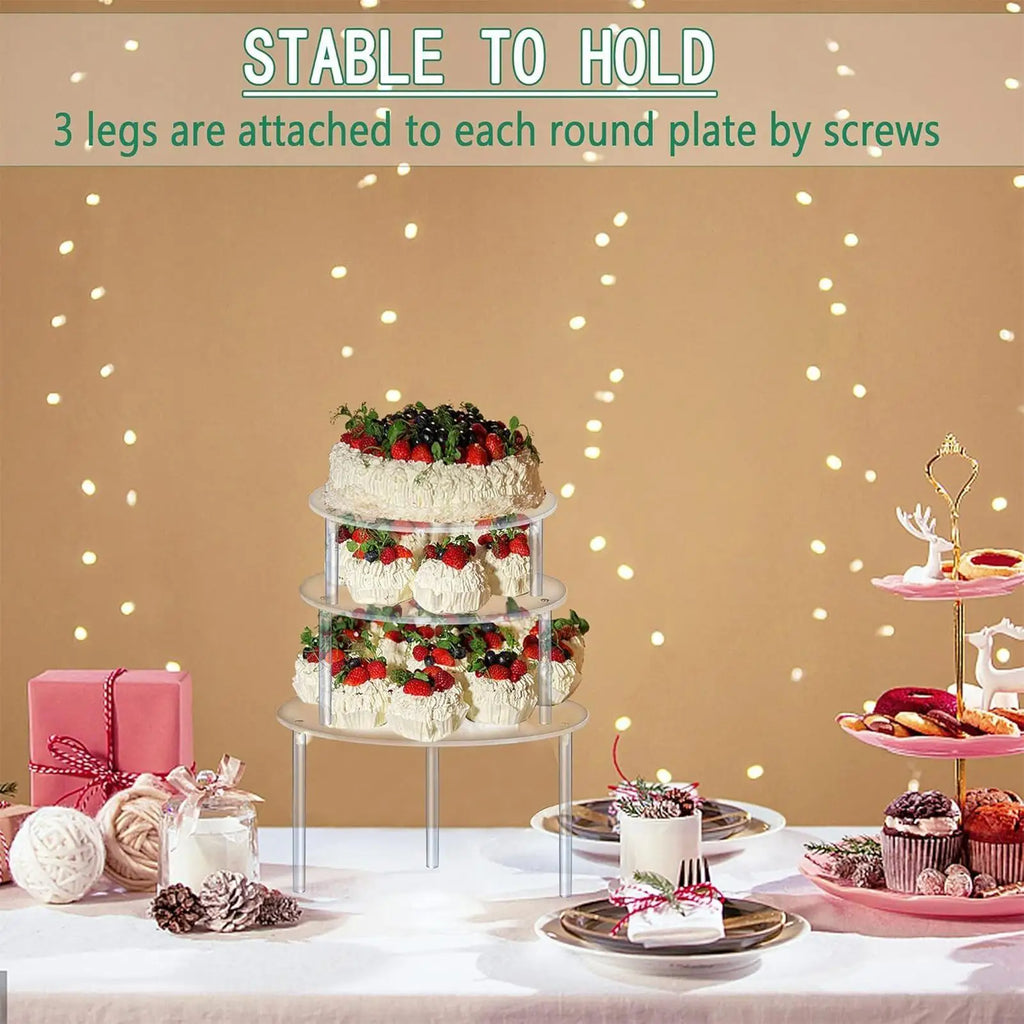 Cupcake Stand 3 Serving Dessert Display Holder Acrylic Birthday Cake