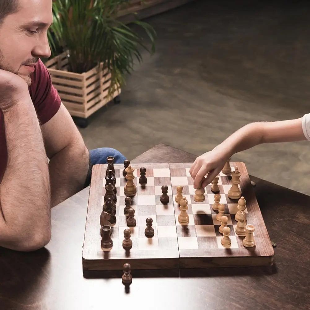 1 Chess Game Board Wooden Sets Checkers Travel