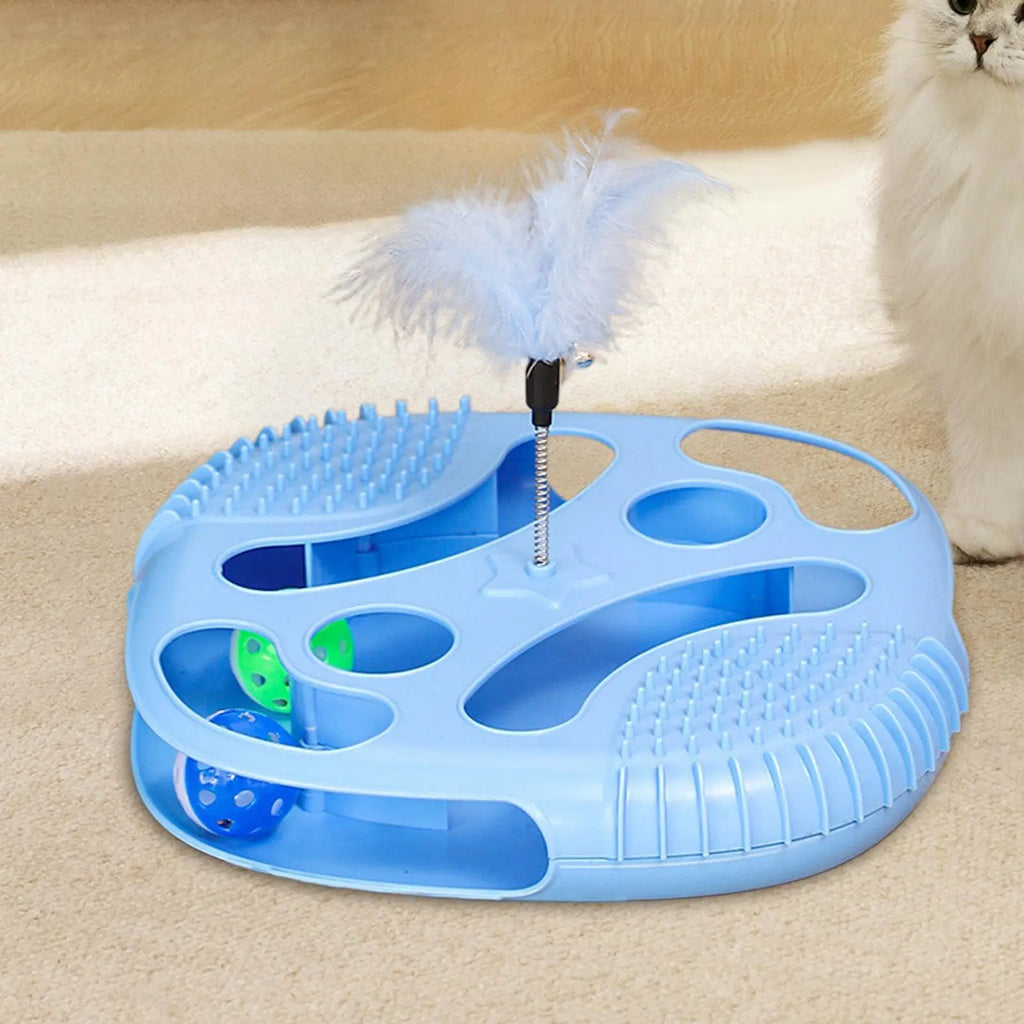 Cat Toy Ball Track Cat Track Ball Toy With Feathers Interactive Kitten Game For Home Boredom Relief Exercise Entertainment Zpaxo