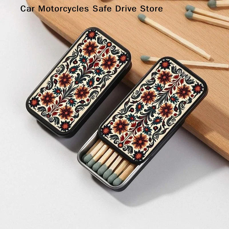 Black Gold Rose Heart-shaped Retro Printed Fire Wood Box Does Not