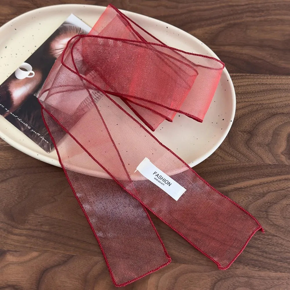 Decorative Solid Color Silk Scarf Y2K Thin Ribbon Headbands Long Skinny Scarf Summer Zpaxo