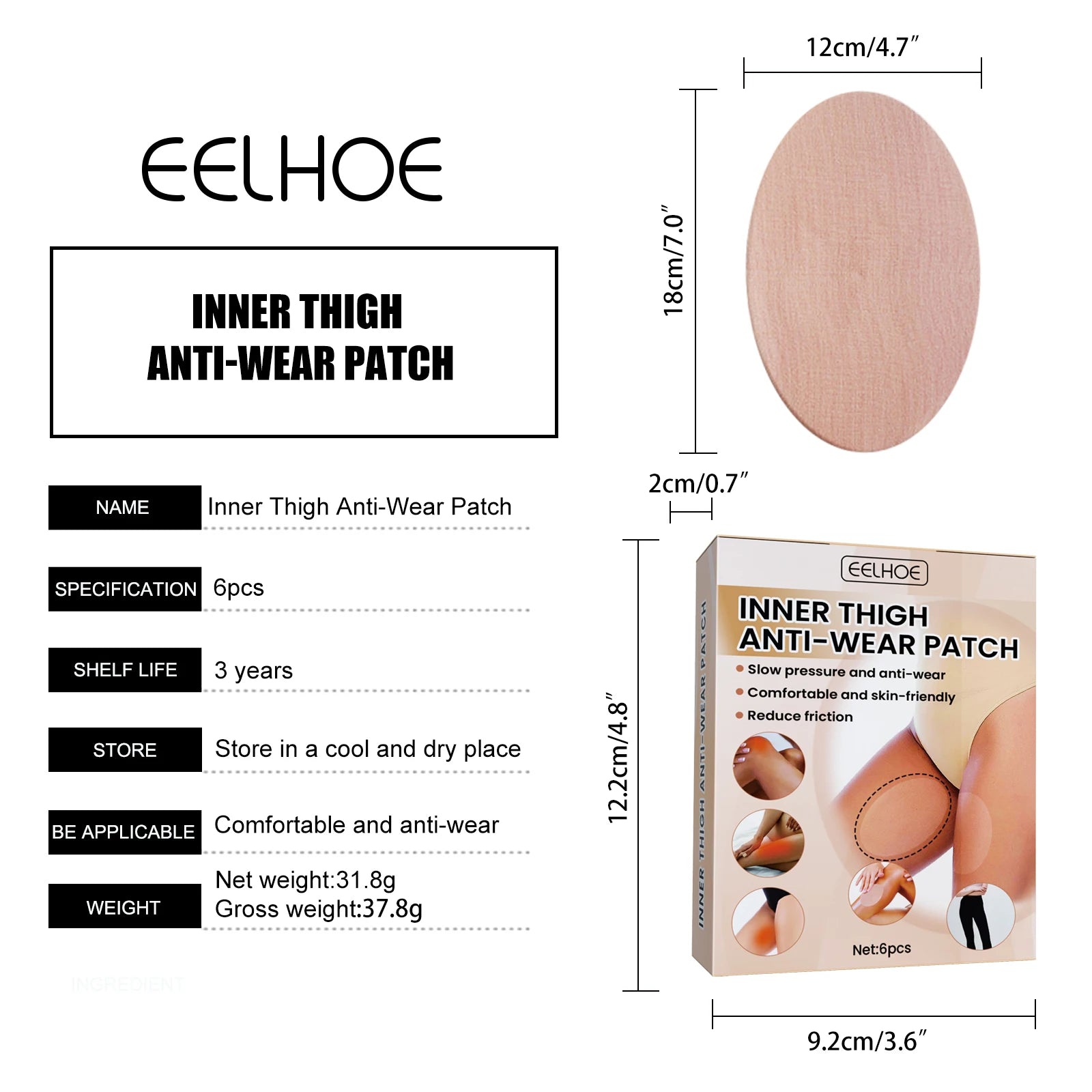 Anti-wear Stickers Invisible No Trace Thigh Non-woven Tapes Disposable Anti Chafe Thigh Patch Body Anti-Friction Pad Women Zpaxo