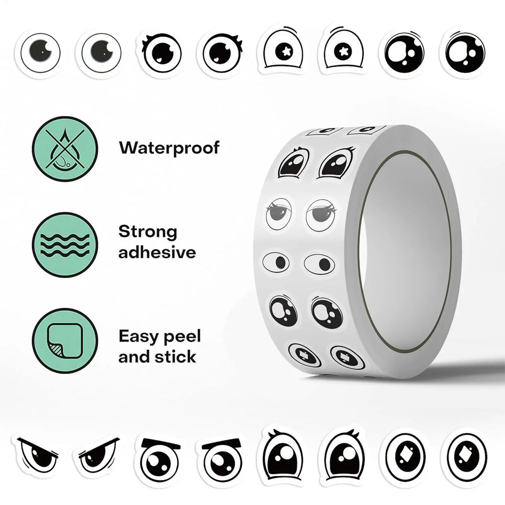Eye Stickers 500 Piece Cartoon Eye Expressions Decal Sticker Rolls for Kids Girls Women Stationery Decoration Classroom Zpaxo