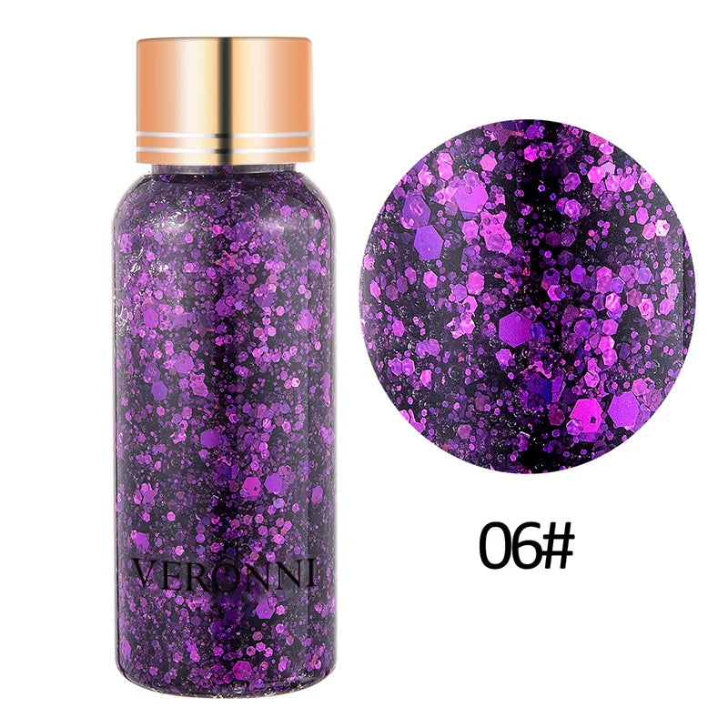 Body Sparkling Sequins Glitter Gel Eyeshadow,Stage Glitter Eyeshadow Highgloss Face Brighten Stage Makeup For Music festival Zpaxo 06