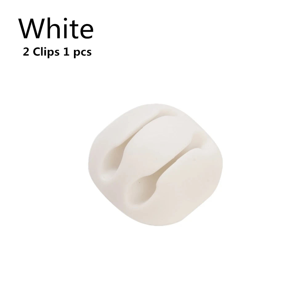 Silicone USB Cable Clip Winder Organizer Round Charger Cord Desk Tidy Zpaxo 2 clips - 1pcs 1