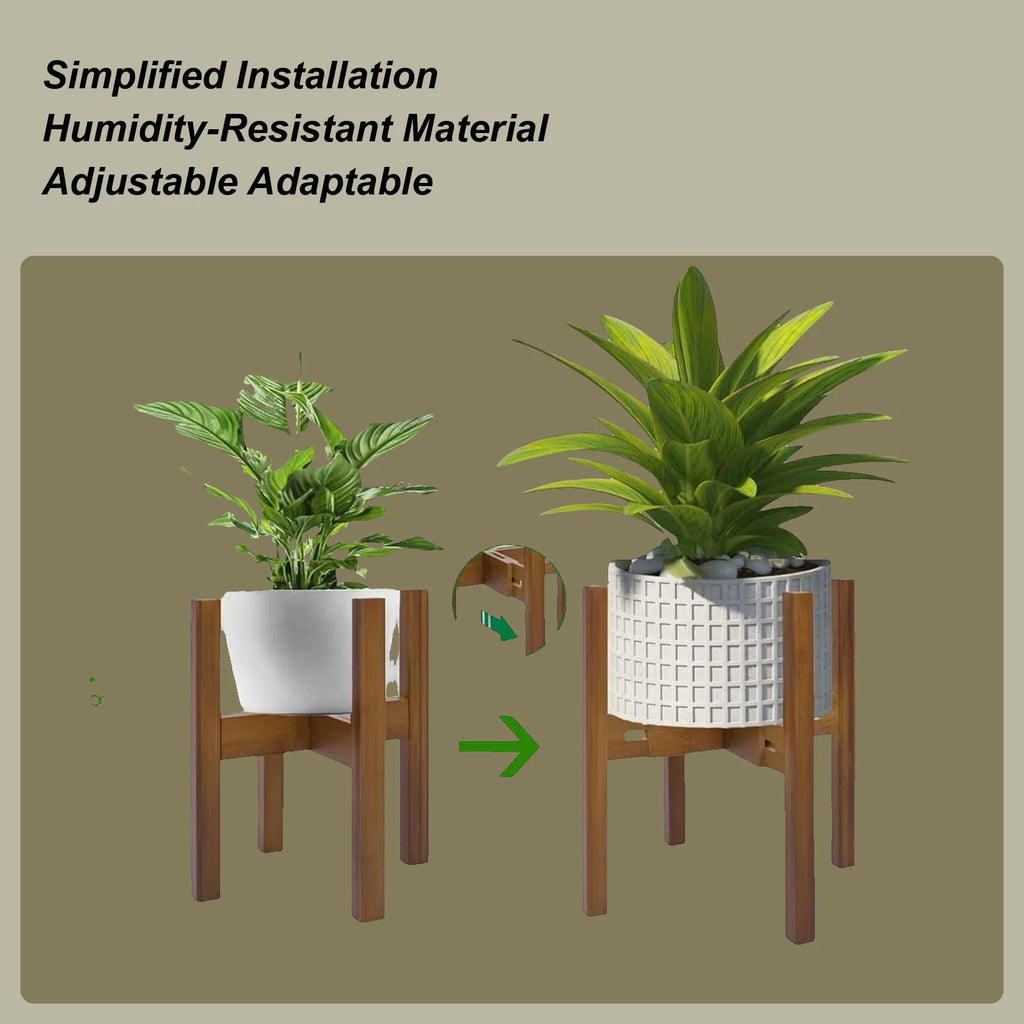 Corner Plant Stand Adjustable Width Wood Holder Rack Flower Living