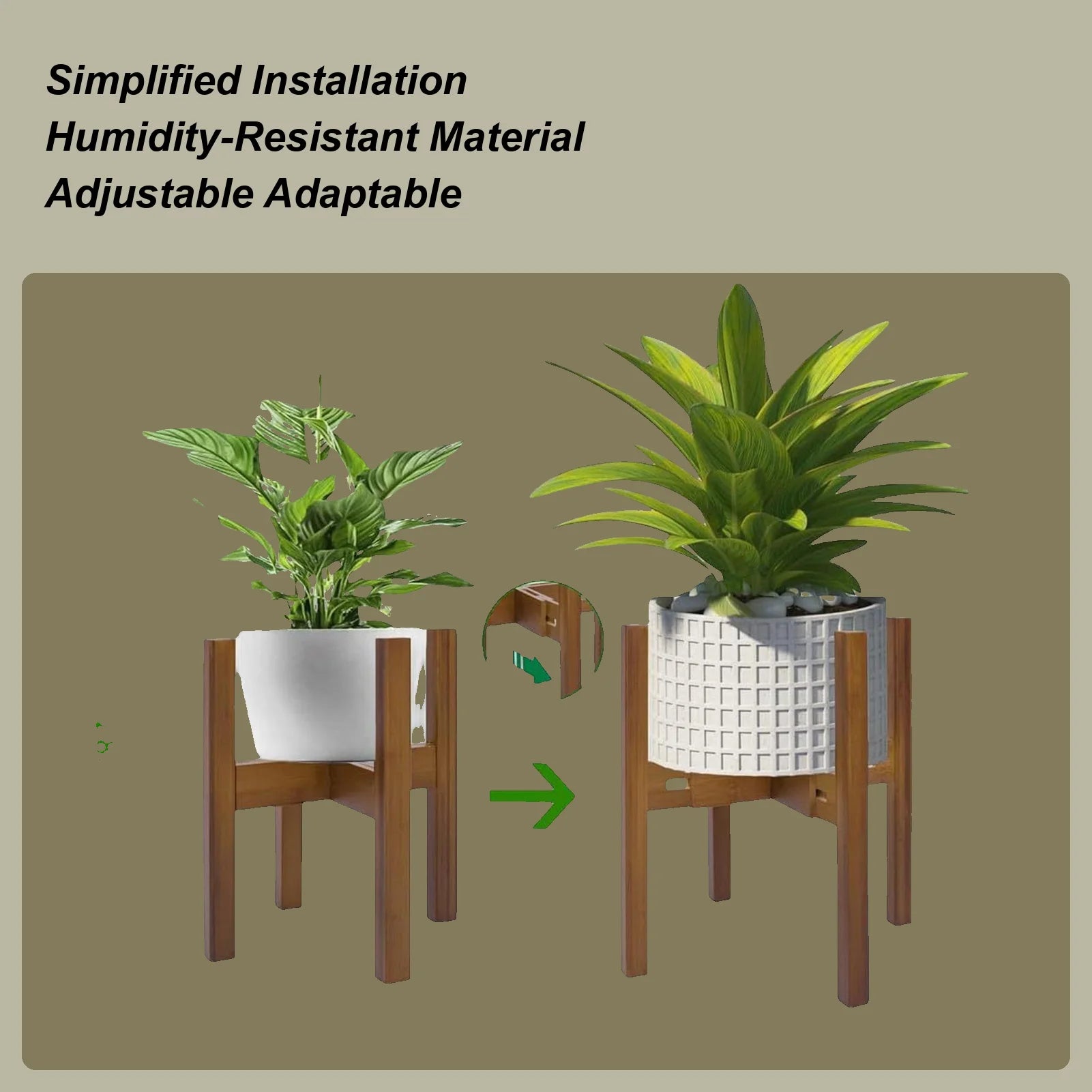Corner Plant Stand Adjustable Width Wood Holder Rack Flower Living