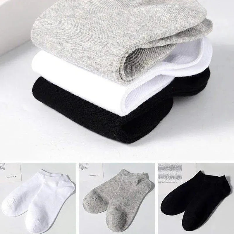 Unisex Breathable Cotton Ankle Socks – Solid White, 1–20 Pairs