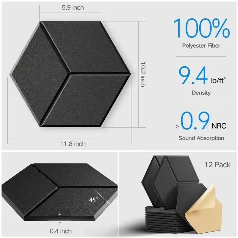 Self-adhesive Hexagonal Acoustic Panels Foam Y-shaped Liner Design