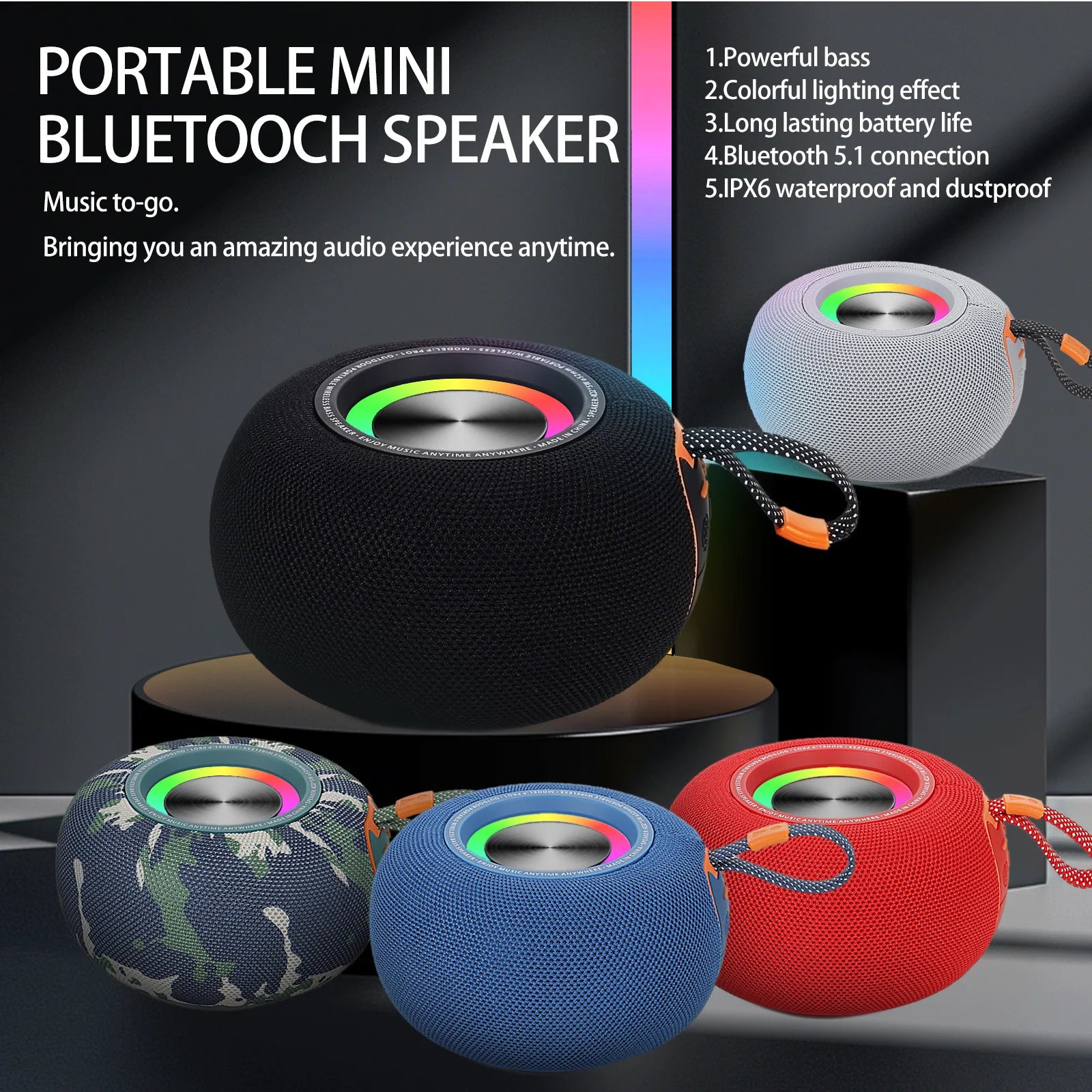 Bluetooth Wireless Speaker Small Portable Steel Gun Heavy Metal Zpaxo