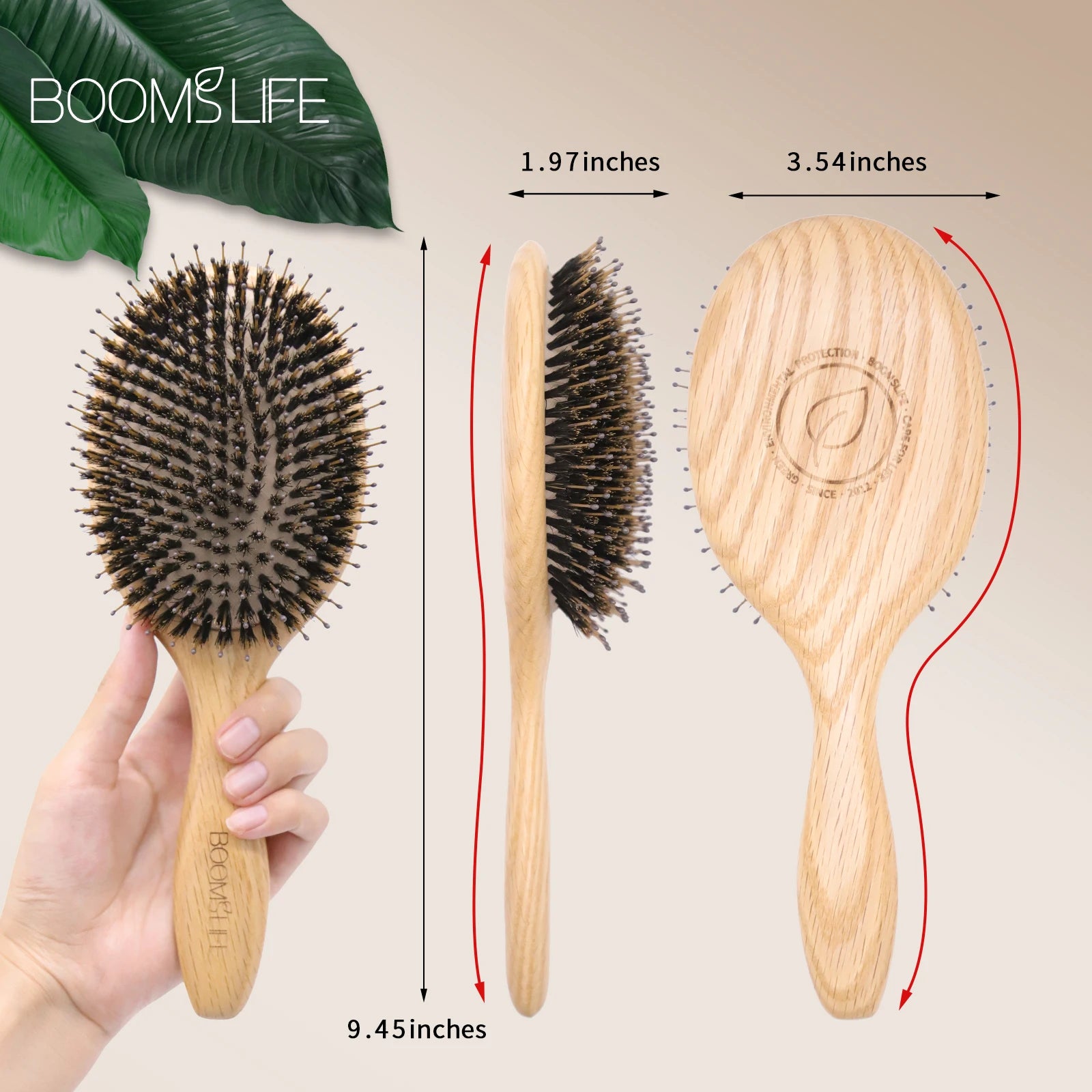 Custom Boar Bristle Hair Brush Peine OAK Wood Comb Women Hair Styling Scalp Massage Hairbrush Salon De Beaute Barber Accessories Zpaxo