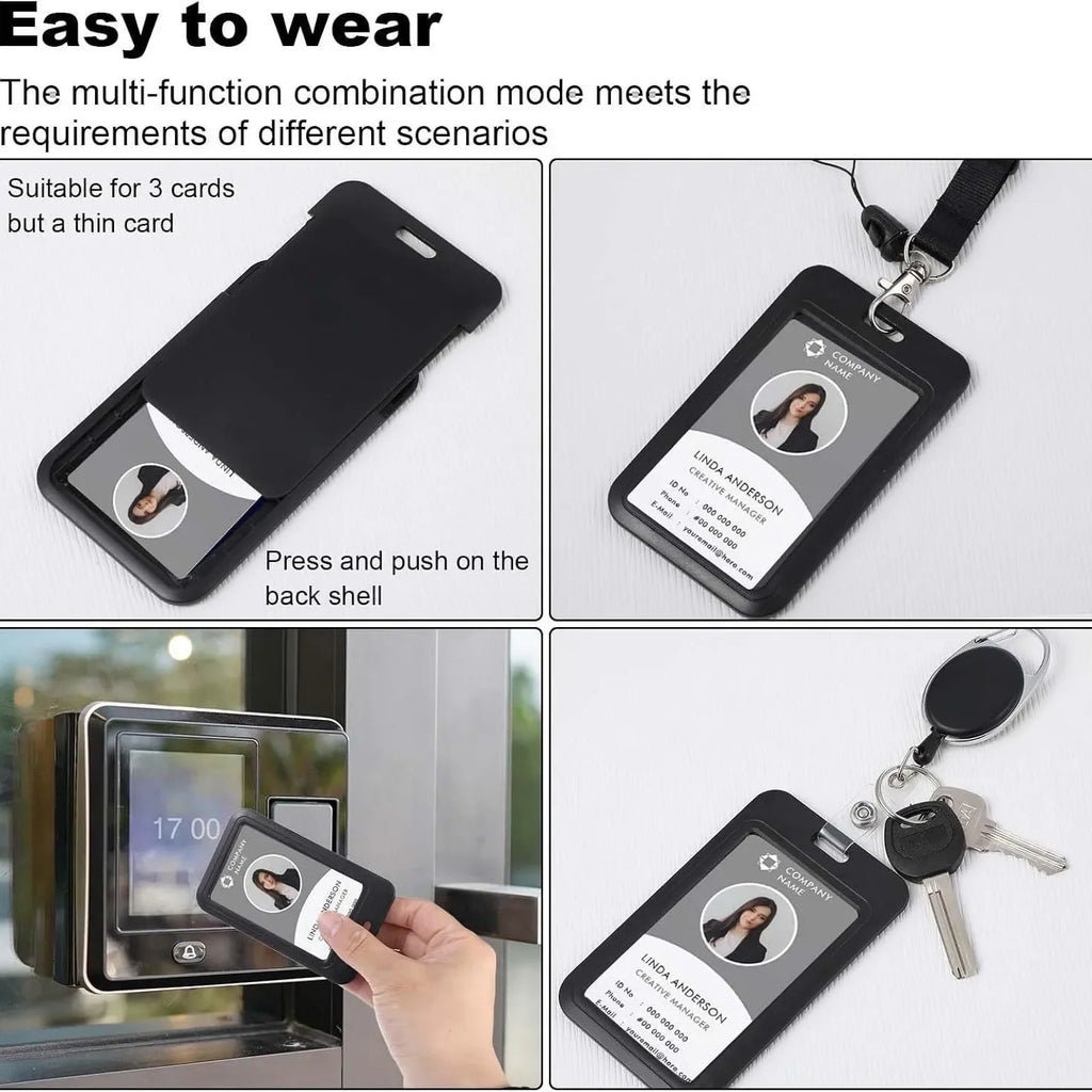 Retractable Lanyard ID Badge Holder Set – Hard Shell Card Case