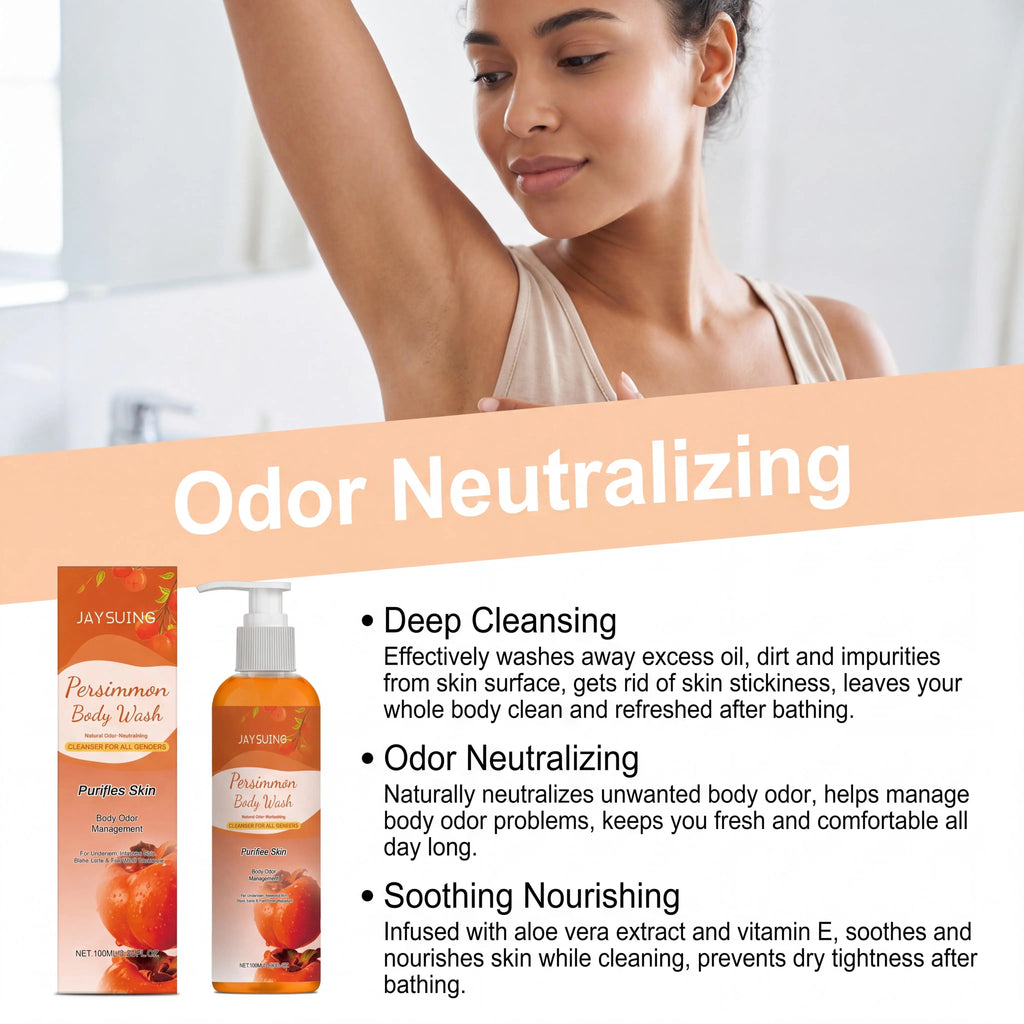 Persimmon Shower Gel – Cleansing, Deodorizing & Exfoliating Exfoliating Body Wash Zpaxo