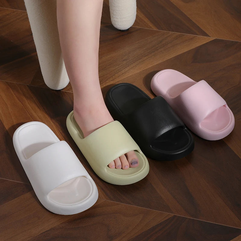 Unisex Bathroom Slippers Cloud Cushion Slides Summer Flat Sandals