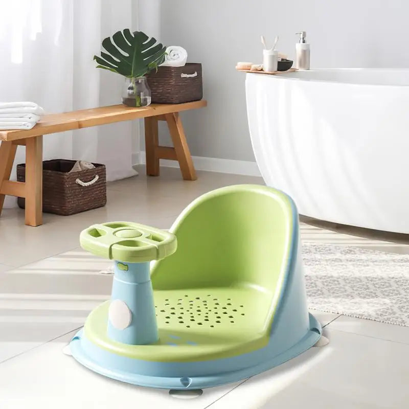 Baby Bath Seat Baby Bath Chair With Steering Wheel Bathing Support Portable Comfortable Washing Device For Girls Home Travel Zpaxo