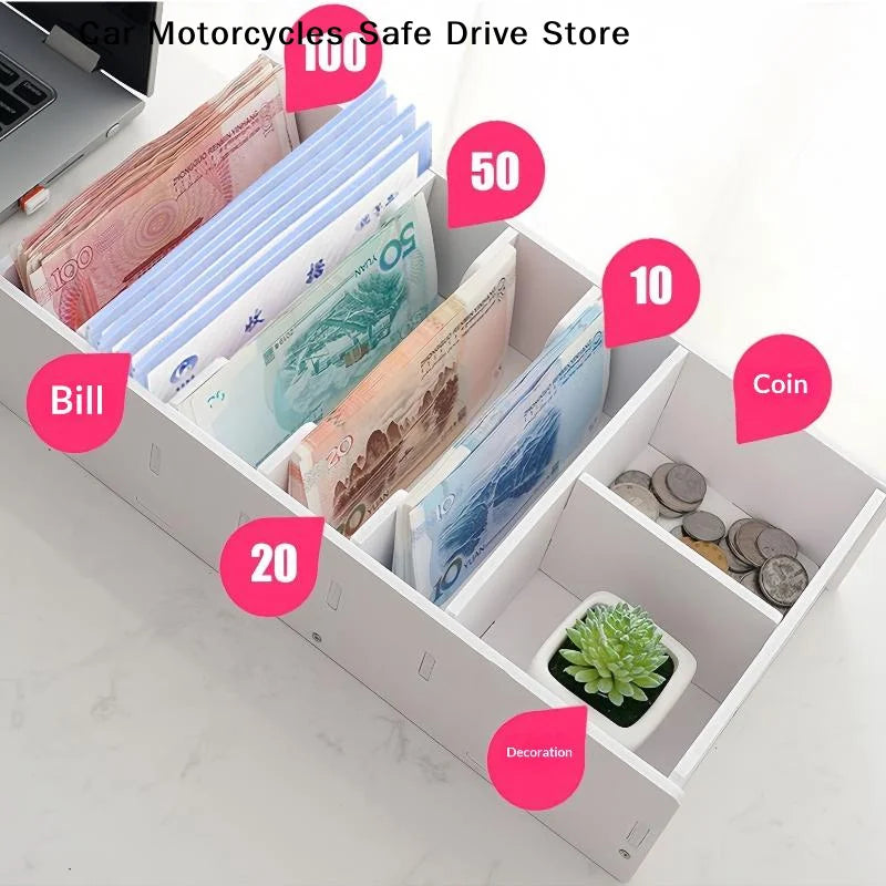 CM6 8 Grid PVC Organizing Shelf Durable Drawer Cashier Change Box