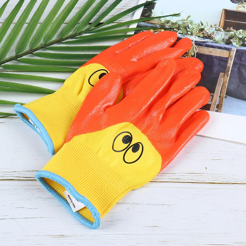 Pair Breathable Children Garden Glove Durable Waterproof Protective