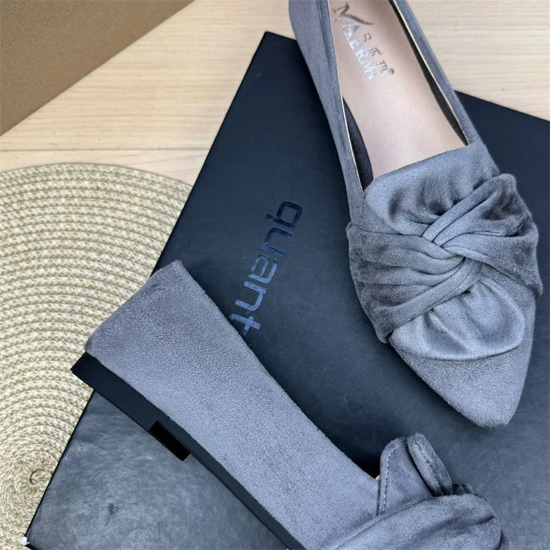 Sharp Pointed Toe Loafers Flat Shoes, Women's 2025 Spring and Autumn New Butterfly Bow Shoes Plus Size Women's Shoes Ladies Zpaxo