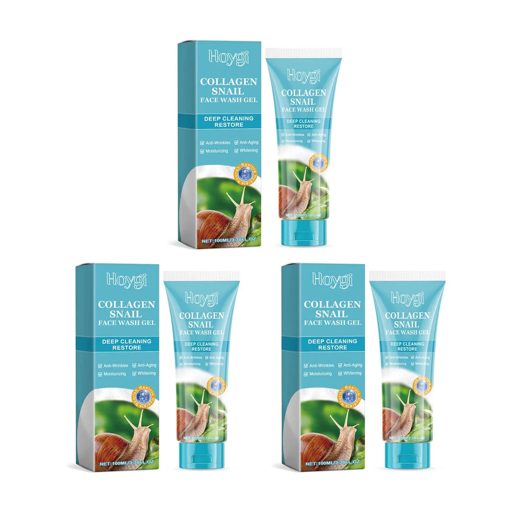 Hoygi Collagen Snail Cleansing Gel – Pore Minimizing Cleanser Facial Cleansing Gel Zpaxo 3Pcs