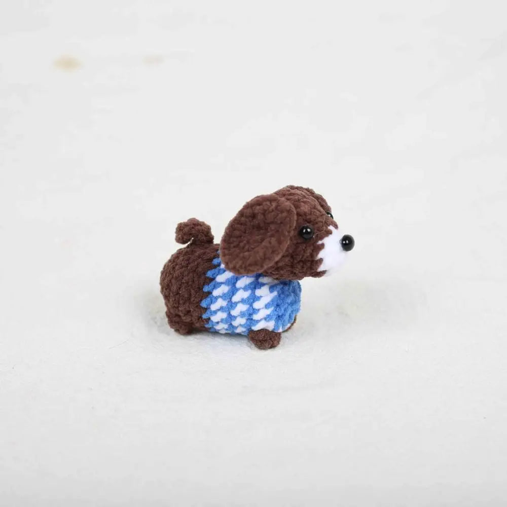 Jewelry Handmade Crochet Keychain Animal Mini Dachshund Dog Knitted Zpaxo